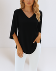 Grace | Elegant blouse with V-neckline and slit sleeves
