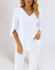 Grace | Elegant blouse with V-neckline and slit sleeves