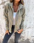 Corduroy Zip-Up Hoodie Jacket