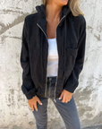 Corduroy Zip-Up Hoodie Jacket