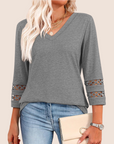 Sienna | V-Neck Lace Sleeve Top