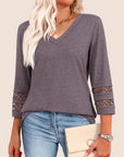 Sienna | V-Neck Lace Sleeve Top