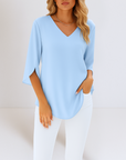 Grace | Elegant blouse with V-neckline and slit sleeves
