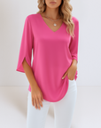 Grace | Elegant blouse with V-neckline and slit sleeves