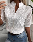 Embroidered Split-Neck Blouse