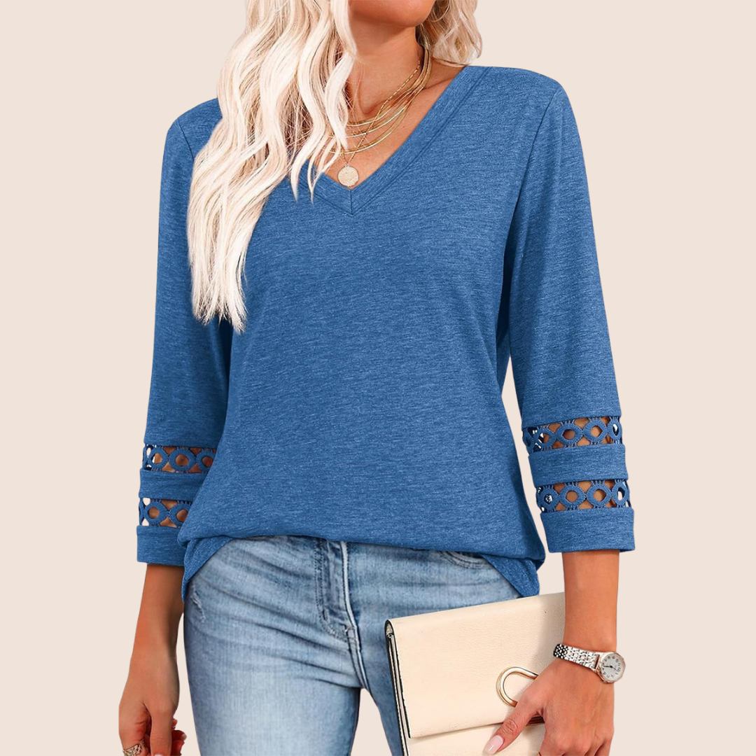 Sienna | V-Neck Lace Sleeve Top