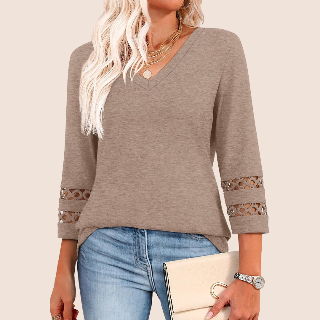 Sienna | V-Neck Lace Sleeve Top