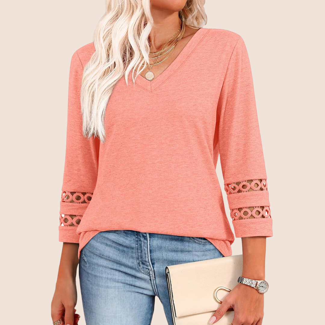 Sienna | V-Neck Lace Sleeve Top