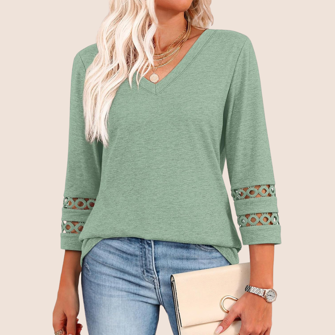 Sienna | V-Neck Lace Sleeve Top