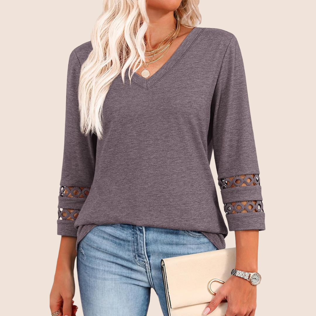Sienna | V-Neck Lace Sleeve Top