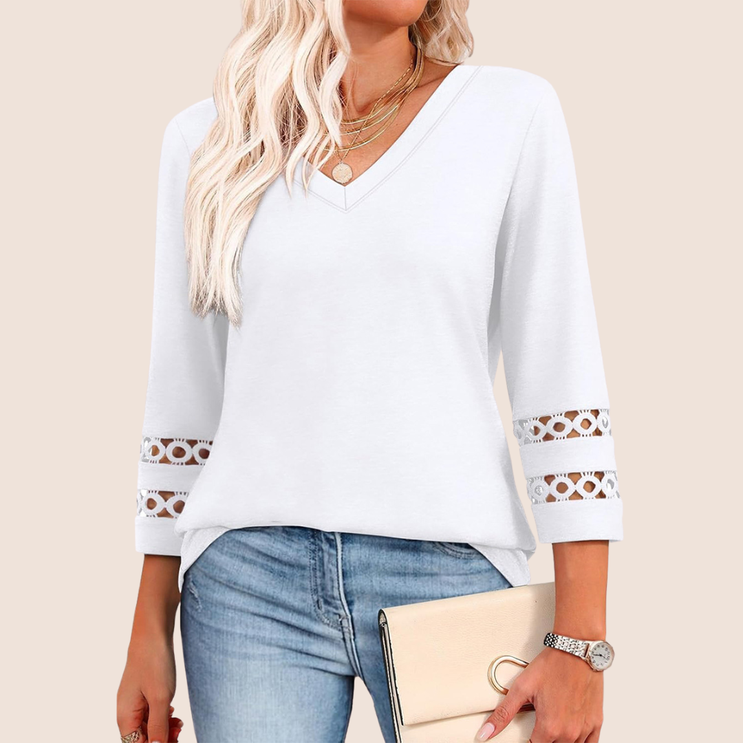 Sienna | V-Neck Lace Sleeve Top