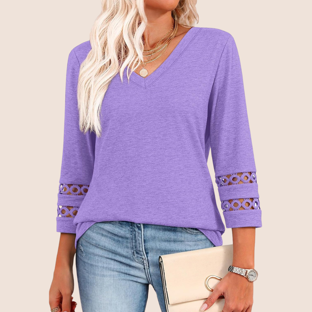 Sienna | V-Neck Lace Sleeve Top
