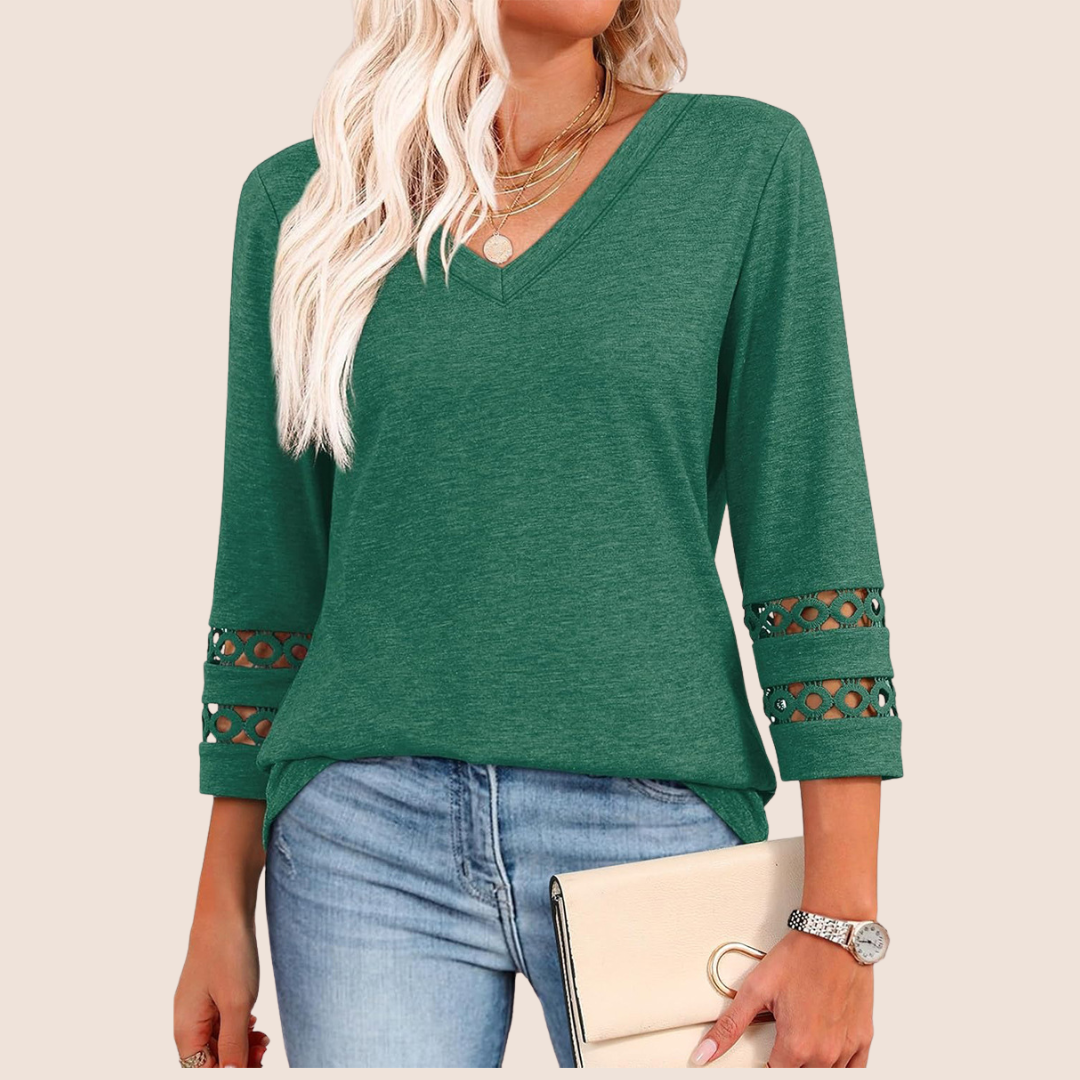 Sienna | V-Neck Lace Sleeve Top