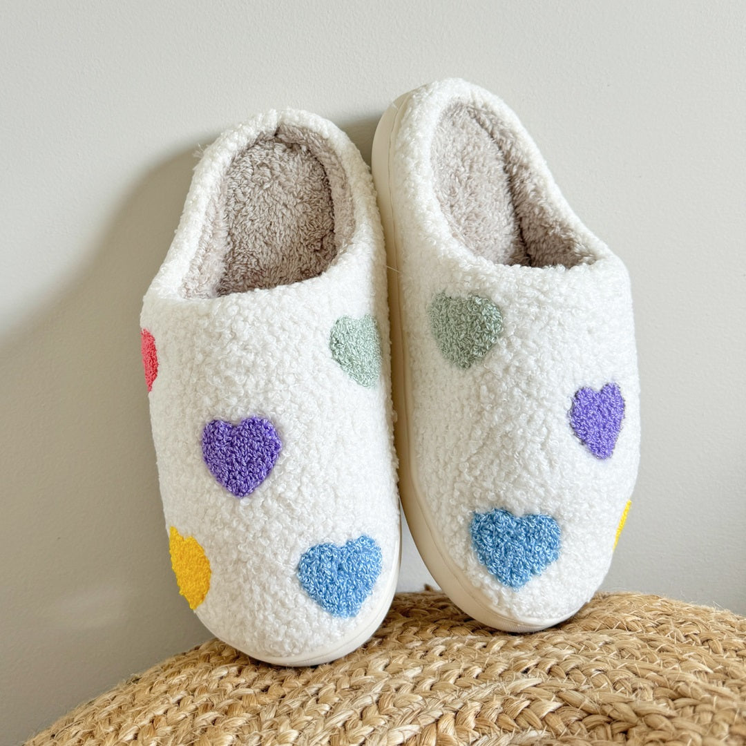 Colourful Heart Cosy Slippers