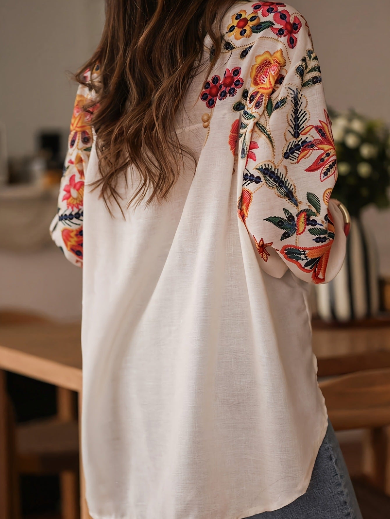Casual Long-Sleeve Floral Shirt