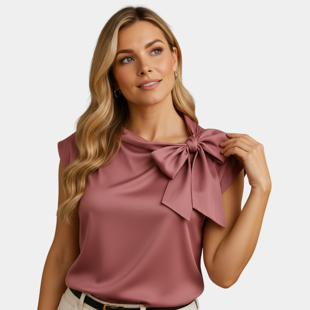 Satin Blouse with Statement Bow