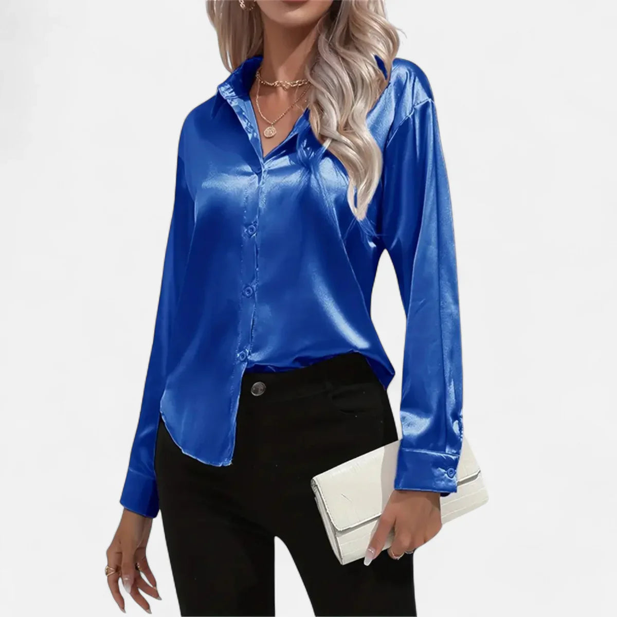 Satin Button-Up Blouse