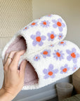 Purple Flowers Slip-On Cosy Slippers