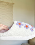 Purple Flowers Slip-On Cosy Slippers